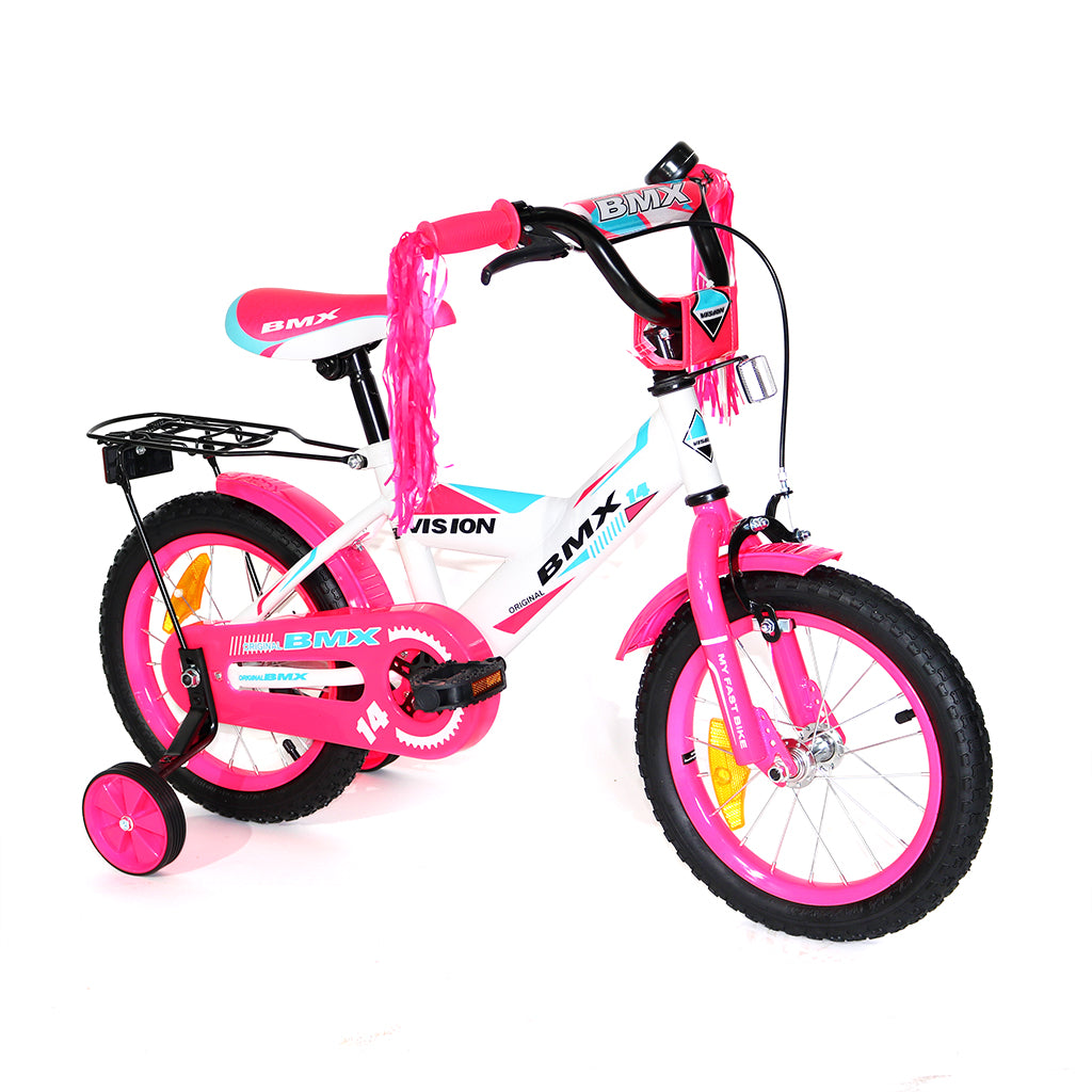 אופני ילדים BMX VISION בצבע לבן עם ורוד