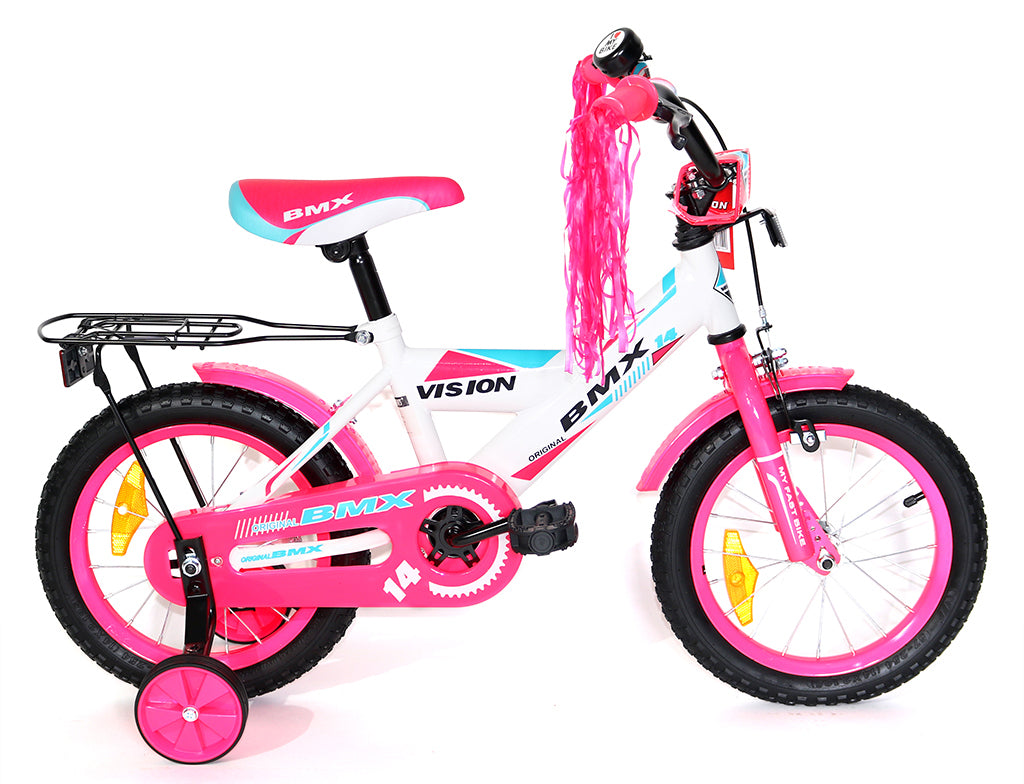 אופני ילדים BMX VISION בצבע לבן עם ורוד
